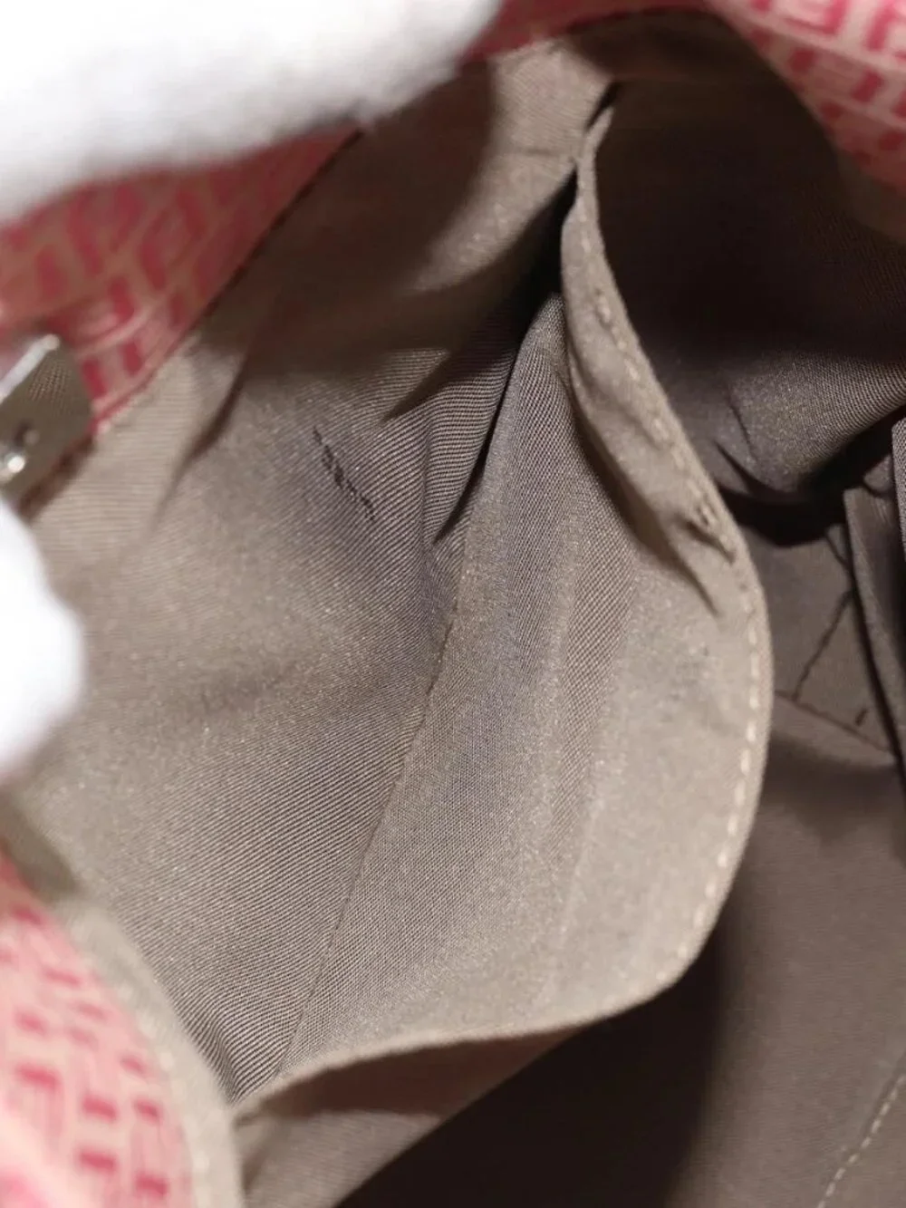 FENDI Zucchino Canvas Tote Bag Pink Silver - Picture 13 of 16
